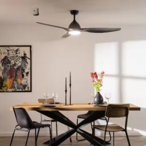 Quạt trần đèn 3 cánh DCT Fan T6 đen 9 Mo ta DCT T6 mau den den lED