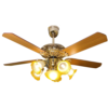 Quạt trần đèn trang trí DCT Fan 109 vàng cánh gỗ